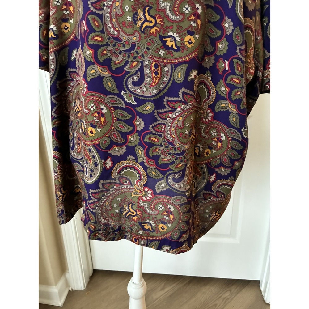 CHAUS Womens Size 20W/34 Button Blouse Purple Green Paisley Short Sleeve - Picture 10 of 16